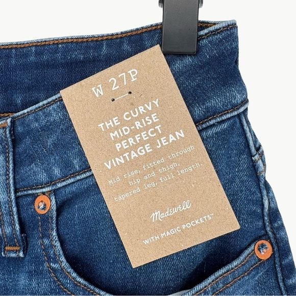 NWT Madewell The Petite Curvy Mid-Rise Perfect Vintage Jean in Kenmere | Sz 27P - Picture 6 of 14
